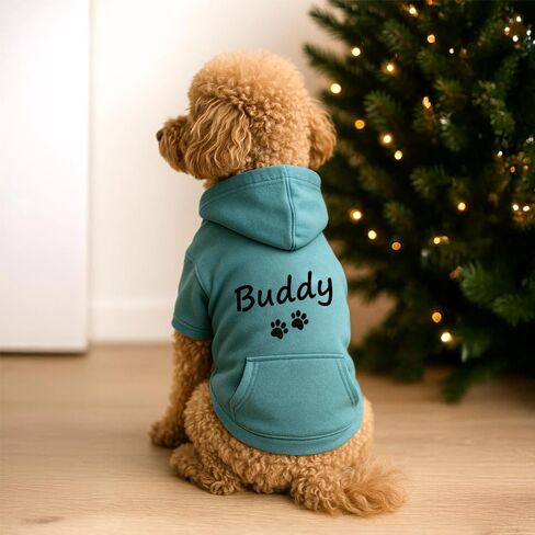 Personalized Name Dog Hoodie, Embroidered Hoodies Pet Name, Custom Puppy Sweater Warm Winter Outfit for Dogs, Unique Pet Birthday Gift Memorial Sweatshirt for Dog Lovers in Kuwait