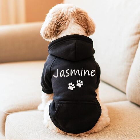 Personalized Name Dog Hoodie, Embroidered Hoodies Pet Name, Custom Puppy Sweater Warm Winter Outfit for Dogs, Unique Pet Birthday Gift Memorial Sweatshirt for Dog Lovers in Kuwait