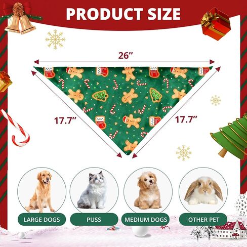 Christmas Dog Bandanas, 2 Pack Cute Patterns Xmas Pet Scarf for Boy and Girl, Premium Durable and Soft Fabric, Holiday Pet Christmas Costume with Festival Elements for Small Medium Large Dogs (Set 1) in Saudi Arabia