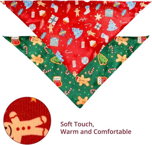Christmas Dog Bandanas, 2 Pack Cute Patterns Xmas Pet Scarf for Boy and Girl, Premium Durable and Soft Fabric, Holiday Pet Christmas Costume with Festival Elements for Small Medium Large Dogs (Set 1) in Saudi Arabia