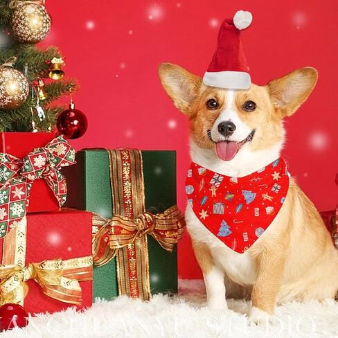 Christmas Dog Bandanas, 2 Pack Cute Patterns Xmas Pet Scarf for Boy and Girl, Premium Durable and Soft Fabric, Holiday Pet Christmas Costume with Festival Elements for Small Medium Large Dogs (Set 1) in Saudi Arabia