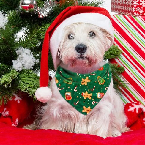 Christmas Dog Bandanas, 2 Pack Cute Patterns Xmas Pet Scarf for Boy and Girl, Premium Durable and Soft Fabric, Holiday Pet Christmas Costume with Festival Elements for Small Medium Large Dogs (Set 1) in Saudi Arabia