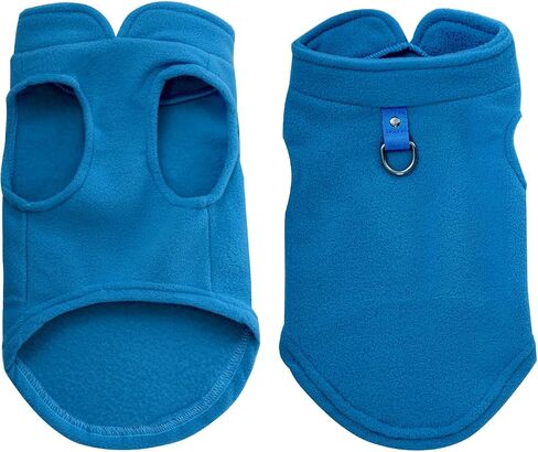 Sucrain Dog Fleece Vest Soft Pet Jacket with Leash O-Ring Winter Warm Pet Pullover Coat for Small Dog(Blue, Medium) in Saudi Arabia
