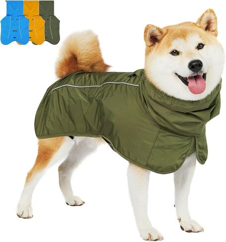 Tuff Pupper Waterproof Dog Raincoat | Full-Body Windproof Rain Jacket for Dogs | Reflective Strips | Breathable Mesh Lining | Adjustable Fit | Leash Port | Small Medium Large XL XXL Dogs (Yellow, M) in Saudi Arabia