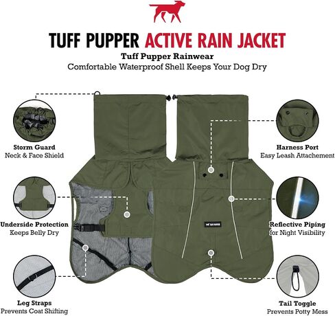 Tuff Pupper Waterproof Dog Raincoat | Full-Body Windproof Rain Jacket for Dogs | Reflective Strips | Breathable Mesh Lining | Adjustable Fit | Leash Port | Small Medium Large XL XXL Dogs (Yellow, M) in Saudi Arabia