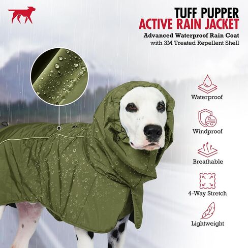 Tuff Pupper Waterproof Dog Raincoat | Full-Body Windproof Rain Jacket for Dogs | Reflective Strips | Breathable Mesh Lining | Adjustable Fit | Leash Port | Small Medium Large XL XXL Dogs (Yellow, M) in Saudi Arabia