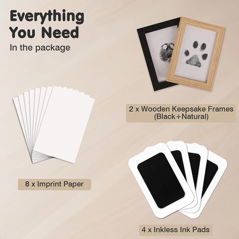 Inkless Paw Print Kit for Dogs,Cats & Babies - Clean Touch Dog Nose & Baby Handprint Kit,Mess Free Dog Paw Print Kit,4-Pcs Ink Pads & 2 Wooden Frames - Keepsake Gifts for Pet Lovers,New Moms in Saudi Arabia
