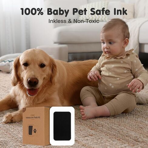 Inkless Paw Print Kit for Dogs,Cats & Babies - Clean Touch Dog Nose & Baby Handprint Kit,Mess Free Dog Paw Print Kit,4-Pcs Ink Pads & 2 Wooden Frames - Keepsake Gifts for Pet Lovers,New Moms in Saudi Arabia