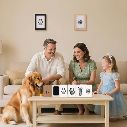 Inkless Paw Print Kit for Dogs,Cats & Babies - Clean Touch Dog Nose & Baby Handprint Kit,Mess Free Dog Paw Print Kit,4-Pcs Ink Pads & 2 Wooden Frames - Keepsake Gifts for Pet Lovers,New Moms in Saudi Arabia