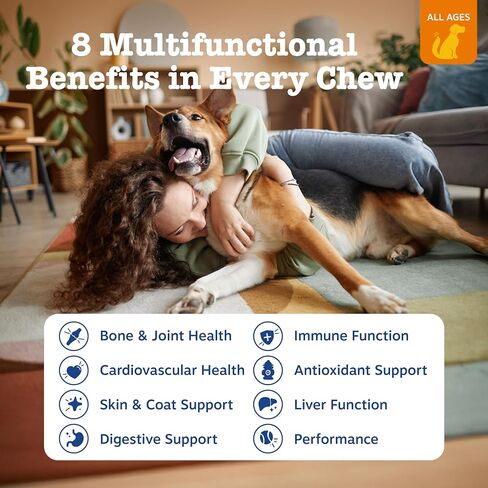 Zesty Paws Dog Multivitamin, Chewable Dog Vitamins and Supplements for Hip & Joints, Skin & Coat, Omega 3 Fish Oil for Dogs- Senior & Puppy Multivitamin- Chicken- 90ct in Kuwait