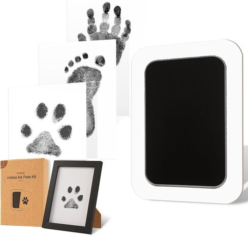 Inkless Paw Print Kit for Dogs,Cats & Babies - Clean Touch Dog Nose & Baby Handprint Kit,Mess Free Dog Paw Print Kit,4-Pcs Ink Pads & 2 Wooden Frames - Keepsake Gifts for Pet Lovers,New Moms in Saudi Arabia