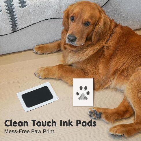 Inkless Paw Print Kit for Dogs,Cats & Babies - Clean Touch Dog Nose & Baby Handprint Kit,Mess Free Dog Paw Print Kit,4-Pcs Ink Pads & 2 Wooden Frames - Keepsake Gifts for Pet Lovers,New Moms in Saudi Arabia