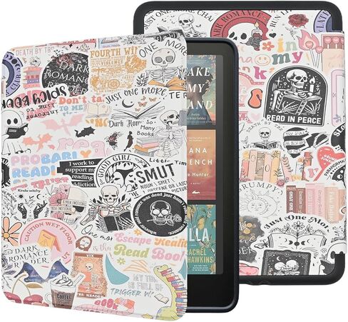 Case for All-New Kindle Paperwhite 12th Gen 2024 (7") & Kindle Colorsoft Signature Edition, Bookish Reading Lightweight Foldable Protective Soft Cover with Hand Strap, Purple Spooky in Saudi Arabia