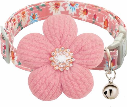 Small Dog Collar with Flower, Puppy Collar for Girl Dog Collars for Small Dogs Cute Dog Collar with Bell, Adjustable Length in Kuwait