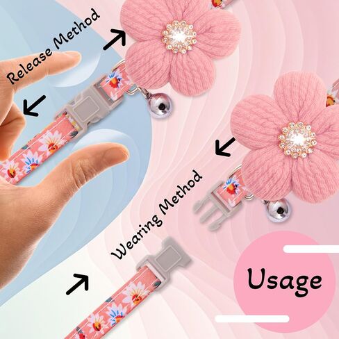 Small Dog Collar with Flower, Puppy Collar for Girl Dog Collars for Small Dogs Cute Dog Collar with Bell, Adjustable Length in Kuwait