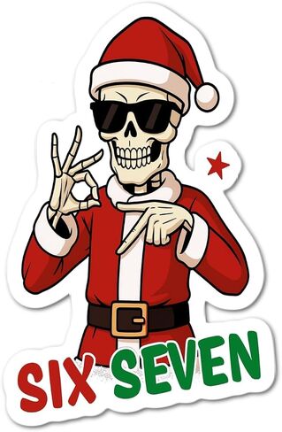 Six Seven Skeleton Santa 6 7 Waterproof Sticker in Saudi Arabia
