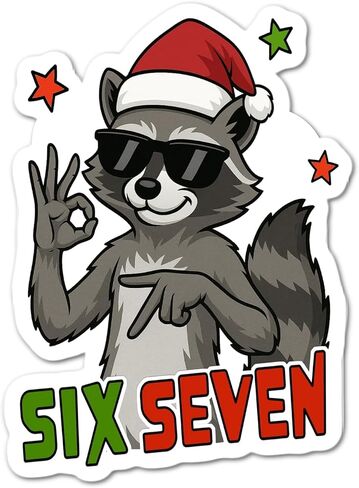 6 7 Raccoon Cute Funny Trending Waterproof Sticker in Saudi Arabia