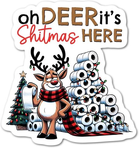 ملصق مقاوم للماء من Oh Deer It's Shitmas Here Christmas Reindeer in Saudi Arabia