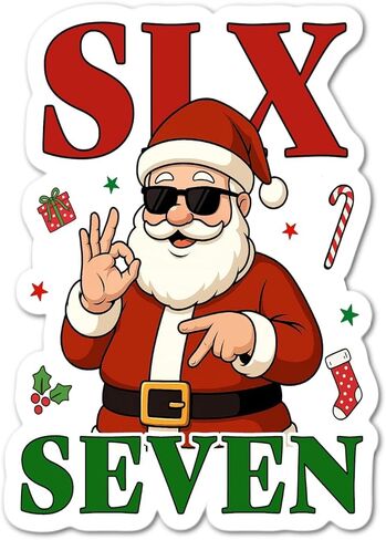 Santa 6 7 Santa Claus Christmas Waterproof Sticker in Saudi Arabia