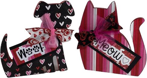 AGD Valentines Decor - طقم مكون من قطعتين باللون الأحمر والوردي والأبيض والأسود من Meow Cat Woof Dog in Saudi Arabia