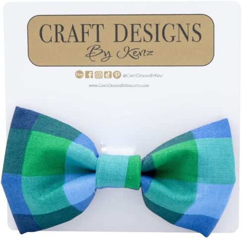 Personalized Spring Blue Plaid Dog Collar and Bowtie | Green and Blue Plaid Boy Dog Collar | Matching Collar & Bowtie | Handmade Designer Collar (Small, Bowtie only) in Saudi Arabia