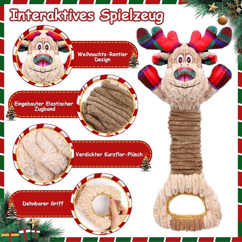 Interactive Christmas Dog Toys to Keep Them Busy, Puppy Toys for Boredom Relief, Squeaky Dog Toys for Large and Small Dogs, Plush Dog Chew Toys with an Extendable Handle. in Saudi Arabia