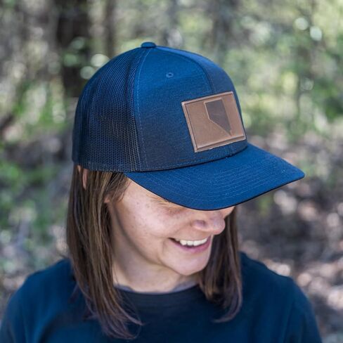 قبعة سائق الشاحنة من Ox & Pine Nevada Stamp Leather Patch قابلة للتعديل، تصميم منظم متوسط ​​الشكل in Kuwait