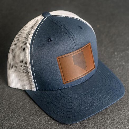 قبعة سائق الشاحنة من Ox & Pine Nevada Stamp Leather Patch قابلة للتعديل، تصميم منظم متوسط ​​الشكل in Kuwait