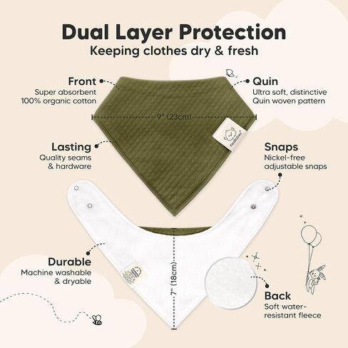 صدريات أطفال عضوية من كيبيبيز مكونة من 8 قطع للفتيات - صدريات أطفال مثلثة فائقة الامتصاص لسيلان اللعاب والتسنين للرضع، 100% قطن فائق النعومة لحديثي الولادة والرضع من عمر 0 ​​إلى 36 شهرًا (باستيل صامت) in Kuwait