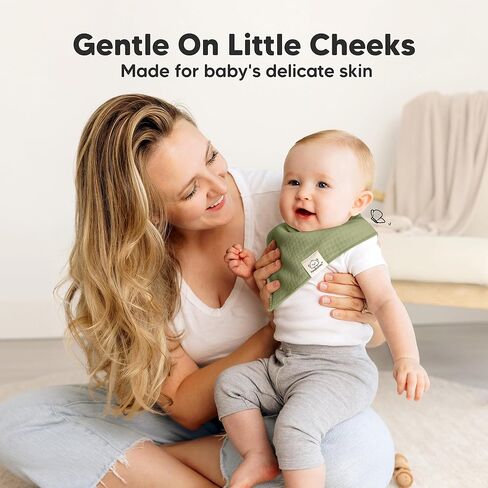 صدريات أطفال عضوية من كيبيبيز مكونة من 8 قطع للفتيات - صدريات أطفال مثلثة فائقة الامتصاص لسيلان اللعاب والتسنين للرضع، 100% قطن فائق النعومة لحديثي الولادة والرضع من عمر 0 ​​إلى 36 شهرًا (باستيل صامت) in Kuwait