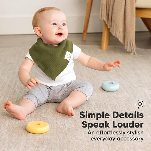 صدريات أطفال عضوية من كيبيبيز مكونة من 8 قطع للفتيات - صدريات أطفال مثلثة فائقة الامتصاص لسيلان اللعاب والتسنين للرضع، 100% قطن فائق النعومة لحديثي الولادة والرضع من عمر 0 ​​إلى 36 شهرًا (باستيل صامت) in Kuwait