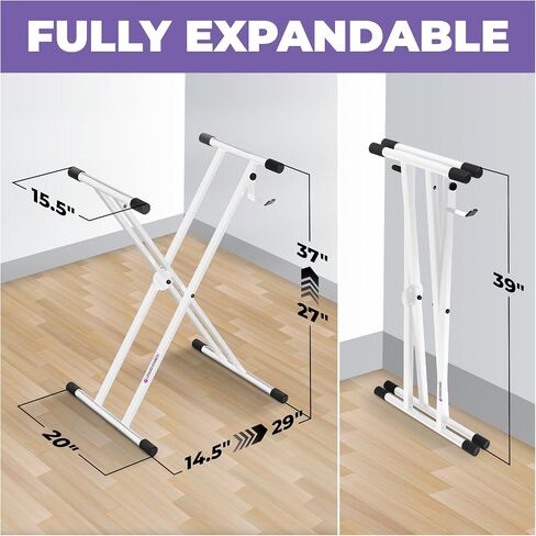 Liquid Stands Piano Keyboard Stand - X Style Adjustable and Portable Heavy Duty Music Stand for Kids and Adults - Fits 54 61 88 Key Electric Pianos - Double Braced Foldable Digital Piano Table Stand in Kuwait