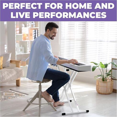 Liquid Stands Piano Keyboard Stand - X Style Adjustable and Portable Heavy Duty Music Stand for Kids and Adults - Fits 54 61 88 Key Electric Pianos - Double Braced Foldable Digital Piano Table Stand in Kuwait