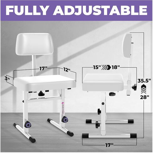 Liquid Stands Piano Bench Adjustable Stool – Music Keyboard Bench with Backrest Seat for Piano Keyboard Stand with Black Padded Cushion for Musicians Piano Stool Chair in Kuwait