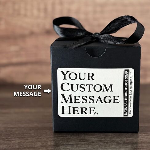 Personalized Custom Message Soap Gift Set: Bar Soap 3 Pack, Custom Printed Label, Black Gift Wrapped Box, Natural Handmade Cold Process, Luxury Scents or Unscented, Your Text Here in Saudi Arabia