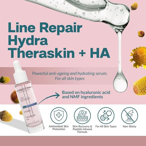 Christina Line Repair Hydra Theraskin +HA Face Serum - 30 ml - Wrinkle Smoother, Hyaluronic Acid and Hygroplex for Aging Skin - For Dry, Normal and Oily Skin Types in Saudi Arabia