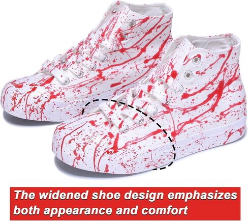 Unisex Horror Bloody Splatter Sneakers for Men & Women Lace Up Classic High Top Casual Walking Shoes Red in Kuwait