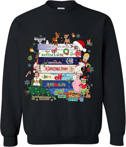 90s movies Christmas Sweatshirt – Retro Holiday Crewneck for Women – Vintage Xmas Movie Hoodie – Cute Winter Pullover Gift for Her – Cozy Nostalgic Christmas Sweater Heather Dark Green in Saudi Arabia