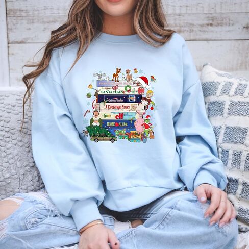 90s movies Christmas Sweatshirt – Retro Holiday Crewneck for Women – Vintage Xmas Movie Hoodie – Cute Winter Pullover Gift for Her – Cozy Nostalgic Christmas Sweater Heather Dark Green in Saudi Arabia