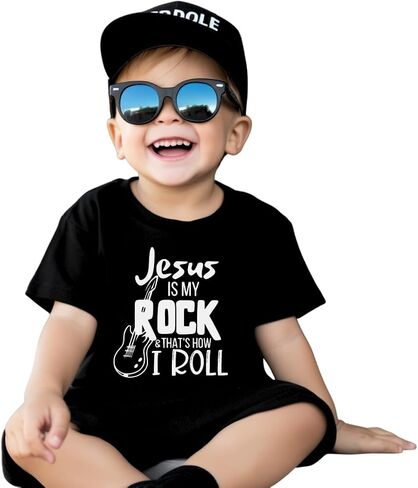 Jesus Is My Rock Bible Verse Christ Religious Sayings T-Shirt, Cool Christian Shirt For Toddler Boy, Christian Gift for Kids, Graphic Tee for Toddler Baby Boy Youth Infant Short Sleeve Top. in Saudi Arabia