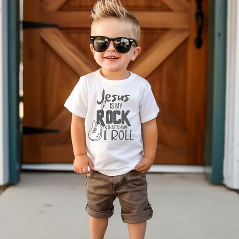 Jesus Is My Rock Bible Verse Christ Religious Sayings T-Shirt, Cool Christian Shirt For Toddler Boy, Christian Gift for Kids, Graphic Tee for Toddler Baby Boy Youth Infant Short Sleeve Top. in Saudi Arabia