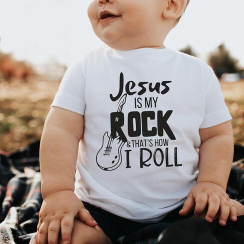 Jesus Is My Rock Bible Verse Christ Religious Sayings T-Shirt, Cool Christian Shirt For Toddler Boy, Christian Gift for Kids, Graphic Tee for Toddler Baby Boy Youth Infant Short Sleeve Top. in Saudi Arabia