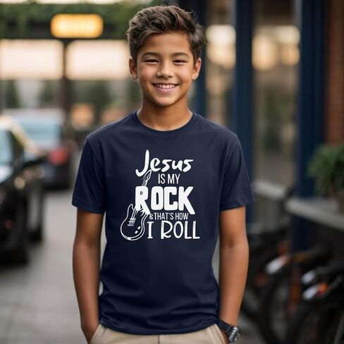 Jesus Is My Rock Bible Verse Christ Religious Sayings T-Shirt, Cool Christian Shirt For Toddler Boy, Christian Gift for Kids, Graphic Tee for Toddler Baby Boy Youth Infant Short Sleeve Top. in Saudi Arabia