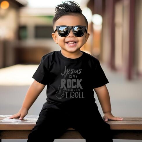 Jesus Is My Rock Bible Verse Christ Religious Sayings T-Shirt, Cool Christian Shirt For Toddler Boy, Christian Gift for Kids, Graphic Tee for Toddler Baby Boy Youth Infant Short Sleeve Top. in Saudi Arabia