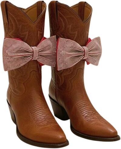 Western Boot Chain Bracelets, 2PCS – Gold Chain With Red Rhinestone Bow Cowboy Boot Jewelry & Shoe Anklets for Booties, Handmade in USA (BC43) in Saudi Arabia