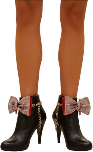 Western Boot Chain Bracelets, 2PCS – Gold Chain With Red Rhinestone Bow Cowboy Boot Jewelry & Shoe Anklets for Booties, Handmade in USA (BC43) in Saudi Arabia