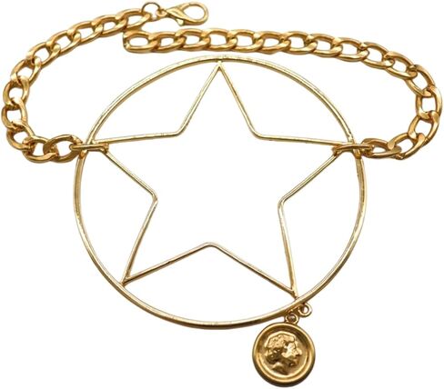 Women’s Boot Chain Anklet (2PCS) – Gold-Tone Big Star & Coin Charm, Adjustable 11"–15", Western Cowgirl Boot Jewelry BC44 in Saudi Arabia