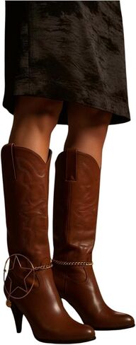 Women’s Boot Chain Anklet (2PCS) – Gold-Tone Big Star & Coin Charm, Adjustable 11"–15", Western Cowgirl Boot Jewelry BC44 in Saudi Arabia