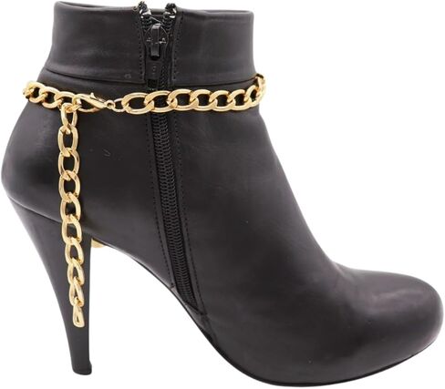 Women’s Boot Chain Anklet (2PCS) – Gold-Tone Big Star & Coin Charm, Adjustable 11"–15", Western Cowgirl Boot Jewelry BC44 in Saudi Arabia