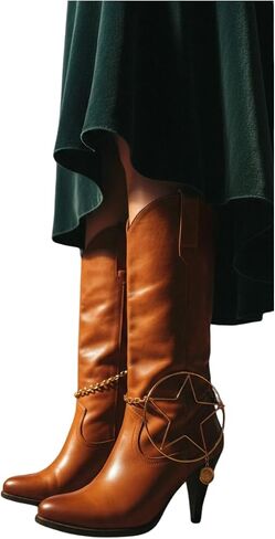 Women’s Boot Chain Anklet (2PCS) – Gold-Tone Big Star & Coin Charm, Adjustable 11"–15", Western Cowgirl Boot Jewelry BC44 in Saudi Arabia